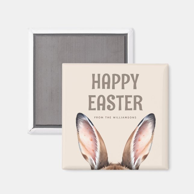 Custom Modern Watercolor Cute Easter Bunny Ears Magnet (Front/Back)