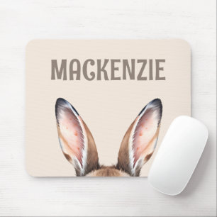 Custom Modern Watercolor Cute Easter Bunny Ears Mouse Pad