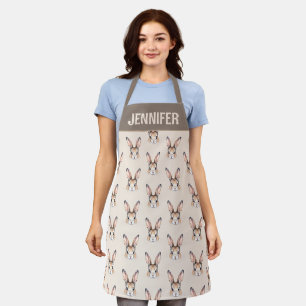Custom Modern Watercolor Cute Easter Bunny Neutral Apron
