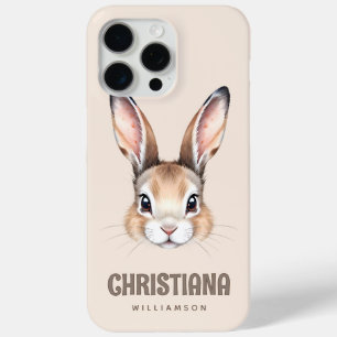 Custom Modern Watercolor Cute Easter Bunny Neutral iPhone 15 Pro Max Case
