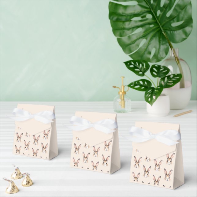 Custom Modern Watercolor Cute Easter Bunny Neutral Favour Box (Multiple)