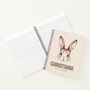 Custom Modern Watercolor Cute Easter Bunny Neutral Notebook