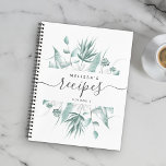 Custom Modern Watercolor Greenery Script Recipe Notebook<br><div class="desc">Add your name and volume number and make this elegant watercolor recipe book a personal inspiration for all your cooking. Chic hand lettered script and pretty eucalyptus greenery make this design a beautiful addition to your family kitchen.</div>
