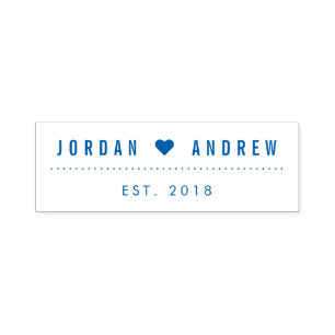 Custom Modern Wedding Date & Names Return Address Self-inking Stamp