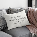 Custom Modern Where It All Began Valentine's Day Decorative Cushion<br><div class="desc">Celebrate your love with this chic and romantic throw pillow featuring the location and date you met in a charcoal vintage typewriter lettering and script design alongside sweet hand-drawn arrows. Choose your own colour and personalise this custom design with your own names and text. This would make the perfect gift...</div>