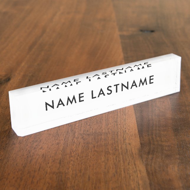 Custom Modern White Minimalist Simple Basic Nameplate (Side)
