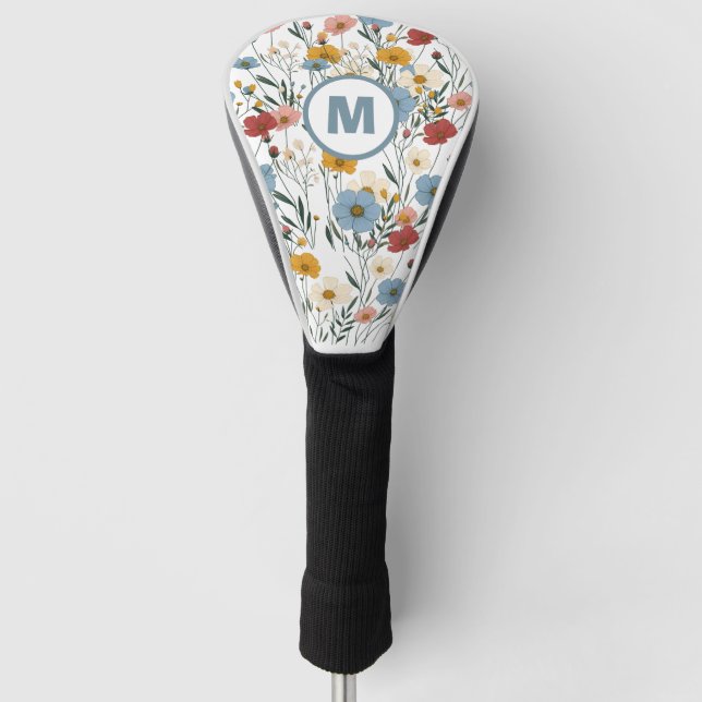 Custom Modern Wildflower Best Gifts for Golf Lover Head Cover (Front)