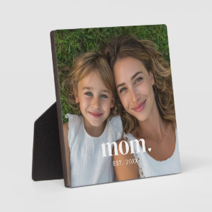 Custom Mom Established Modern Minimal Photo Plaque