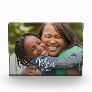 Custom Mom Established Modern Script Photo Block