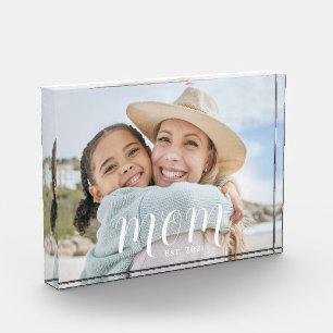 Custom Mom Established Modern Script Photo Block
