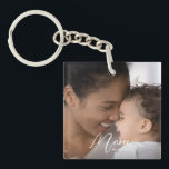 Custom Mom Established Modern Script Photo Key Ring<br><div class="desc">Celebrate your First Mothers Day with this soft modern Script "Custom Mom Established Modern Script Photo Keychain". This Custom Mom Est. Year keychain is the perfect New Mom Gift, and also great for veteran moms. This modern mom style keychain makes a wonderful gift for so many gift occasions, such as...</div>