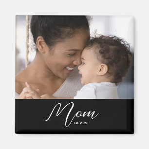 Custom Mom Established Modern Script Photo Magnet
