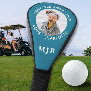 Custom MOM Photo Personalised Monogram Teal Driver Golf Head Cover