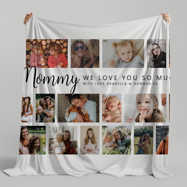 Custom Mommy 18 Photo Collage Fleece Blanket (Creator Uploaded)