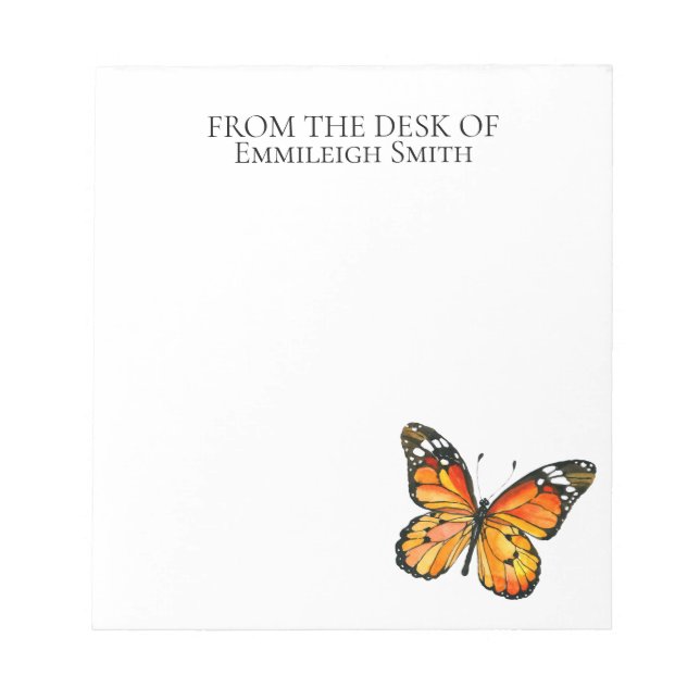 Custom Monarch Butterfly From the Desk of Notepad (Front)