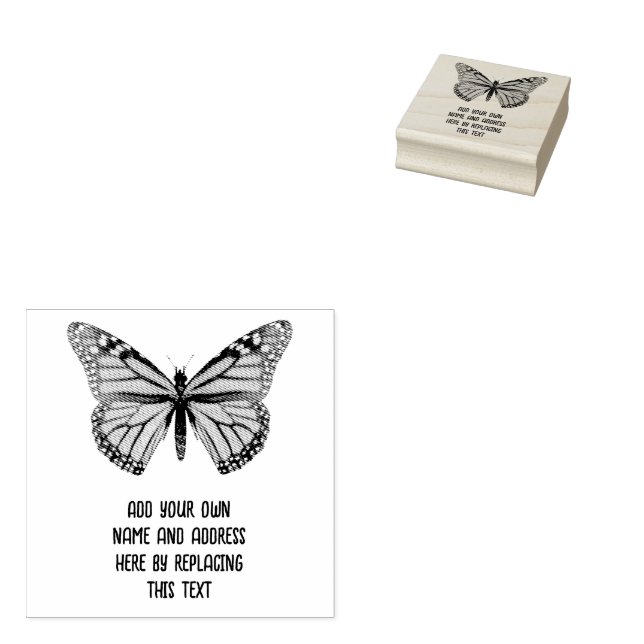 Custom Monarch Butterfly Rubber Stamp (Stamped)