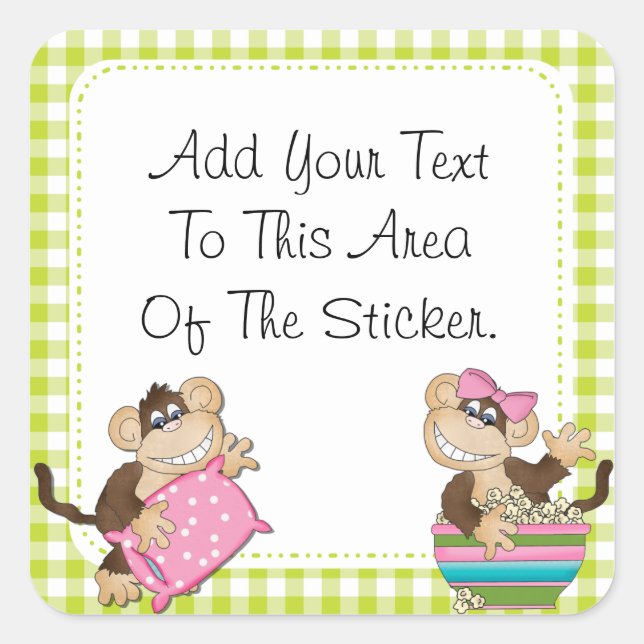 Custom Monkey Slumber Party Stickers (Front)