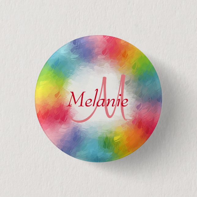 Custom Mono gram Colourful Modern Abstract Templat 3 Cm Round Badge (Front)