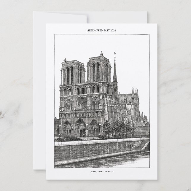 Custom Monochrome Paris Travel Notre Dame Postcard (Front)