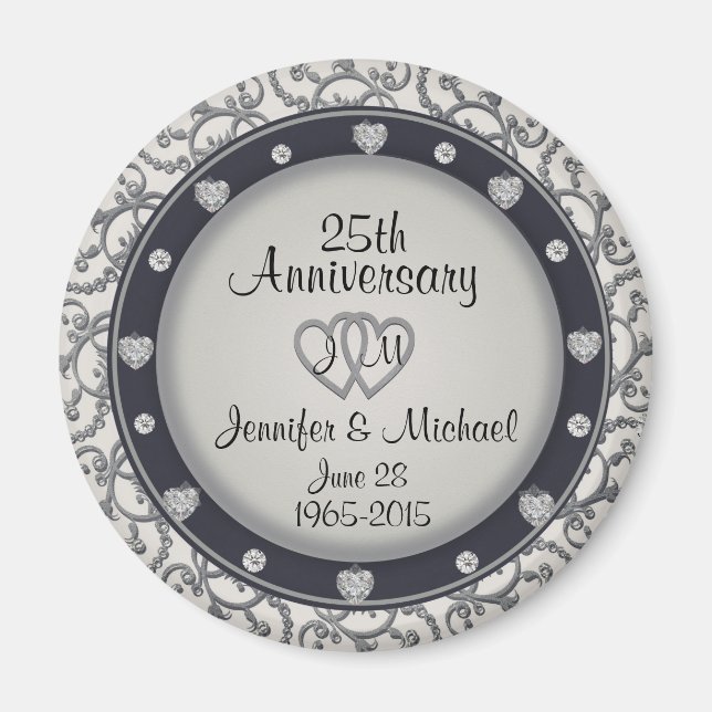 Custom Monogram 25th Anniversary Magnet (Front)