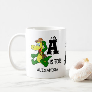 Custom monogram A is for Alligator funny reptile Coffee Mug
