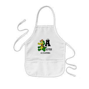 Custom monogram A is for Alligator funny reptile Kids Apron