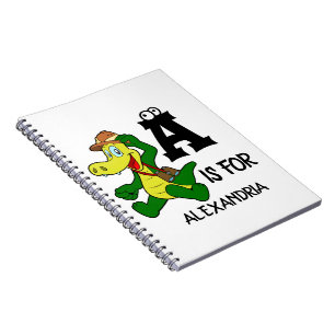 Custom monogram A is for Alligator funny reptile Notebook