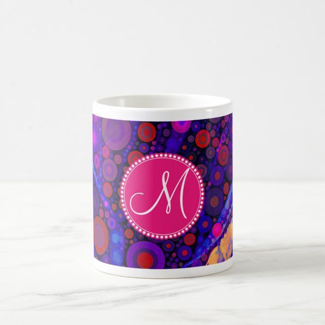 Custom Monogram Abstract Circles Mosaic Coffee Mug (Center)