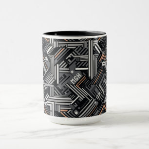 Custom Monogram Abstract Industrial Pattern Mug