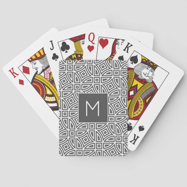 Custom monogram Abstract Pattern playing cards (Back)