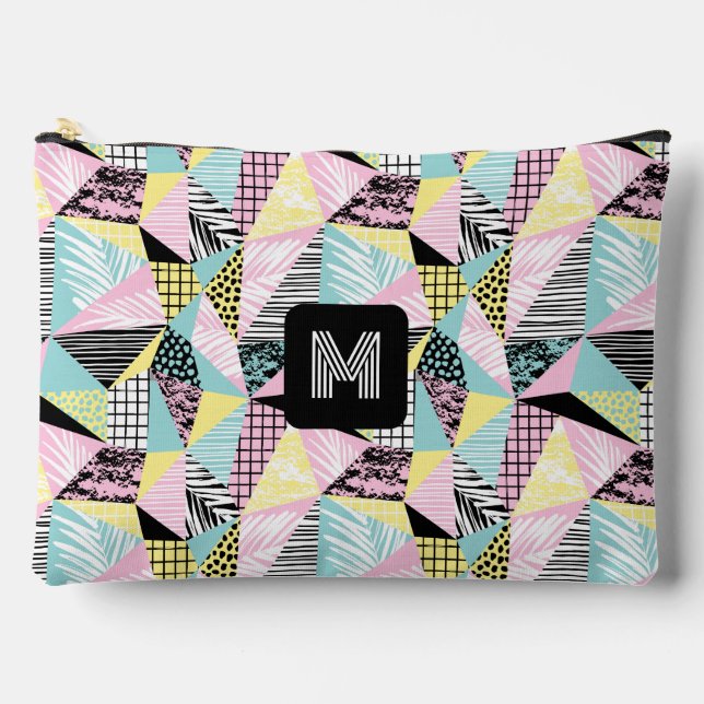 Custom Monogram Abstract Tropical Pattern Accessory Pouch (Front)