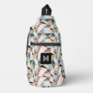 Custom Monogram Abstract Tropical Pattern Sling Bag