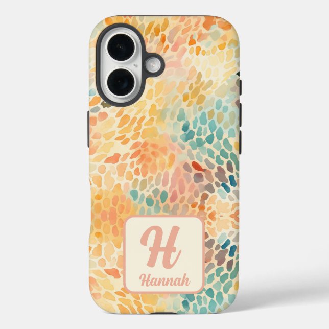 Custom Monogram Abstract Watercolor Pattern Case-Mate iPhone Case (Back)