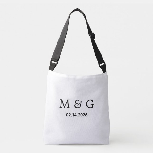 Custom Monogram and Date Personalised Crossbody Bag (Front)
