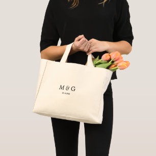 Custom Monogram and Date Personalised Mini Tote Bag