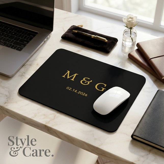 Custom Monogram and Date Personalised Stylish Mouse Pad (Custom Monogram and Date Personalized Stylish Mouse Pad)