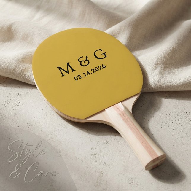 Custom Monogram and Date Personalized M Gold Ping Pong Paddle (Custom Monogram and Date Personalized M Gold Ping Pong Paddle)
