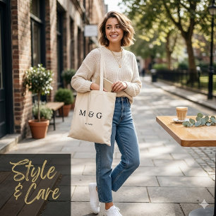 Custom Monogram and Date Symbol of Love Budget Tote Bag
