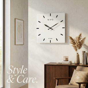Custom Monogram and Date Symbol of Love Square Wall Clock
