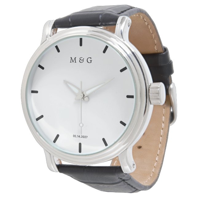 Custom Monogram and Date Symbol of Love Watch (Angled)