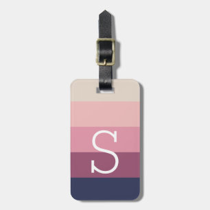 custom monogram and name bold colour stripe patter luggage tag