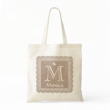 Custom Monogram and Name Burlap Lace V02E