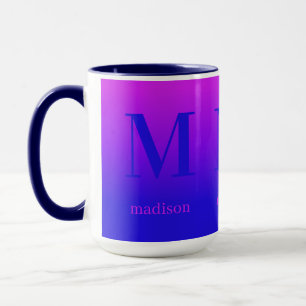 Custom monogram and name Pink to Blue Gradient Mug