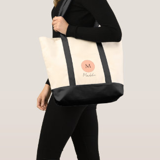 Custom Monogram and Name Soft Pink Tote Bag