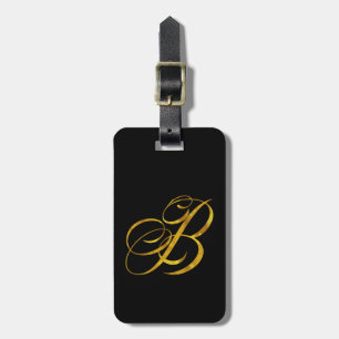 Custom Monogram B Faux Gold Foil Monograms Initial Luggage Tag