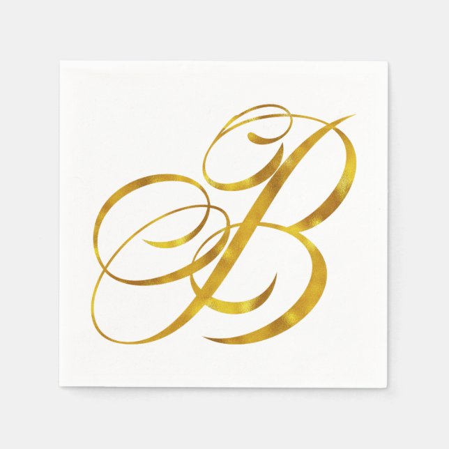 Custom Monogram B Faux Gold Foil Monograms Initial Napkin (Front)