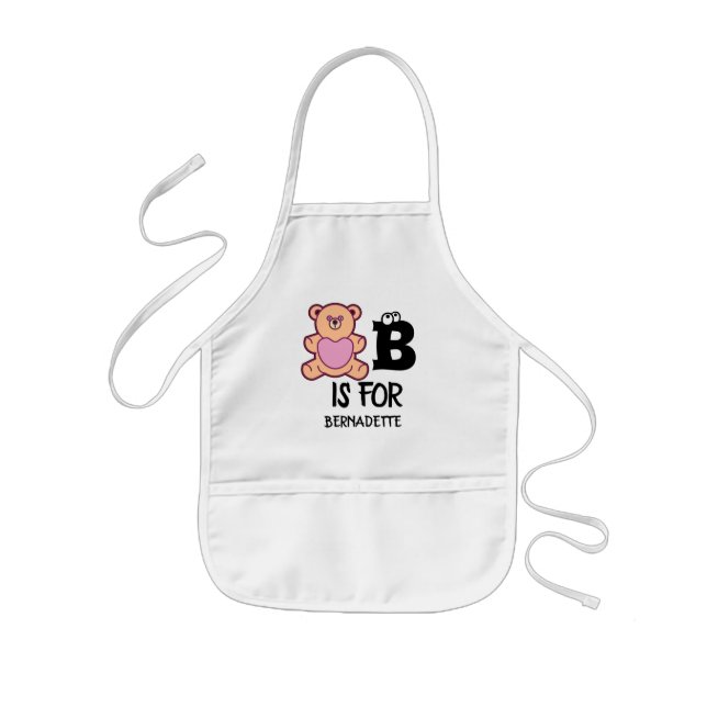 Custom monogram B is for bear funny cute animal Kids Apron (Front)