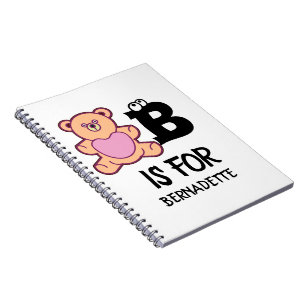 Custom monogram B is for bear funny cute animal Notebook
