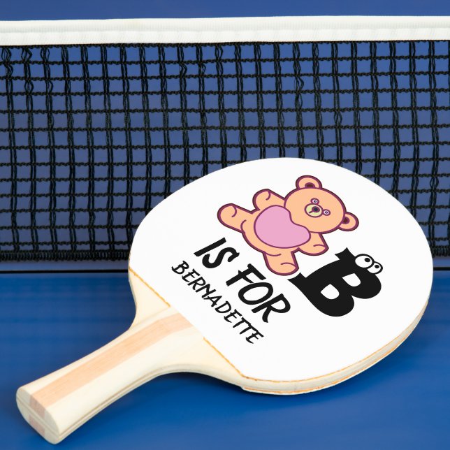 Custom monogram B is for bear funny cute animal Ping Pong Paddle (Insitu)