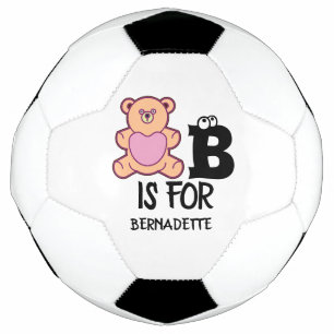 Custom monogram B is for bear funny cute animal T- Soccer Ball